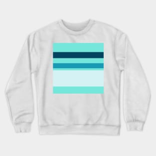 A peerless pattern of Water, Sky Blue (Crayola), Blue-Green and Marine Blue stripes. Crewneck Sweatshirt